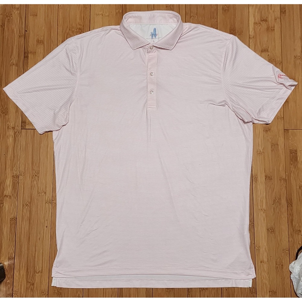 Johnnie O Featherweight Polo Mens Large Pink White Double Eagle JMPO100930